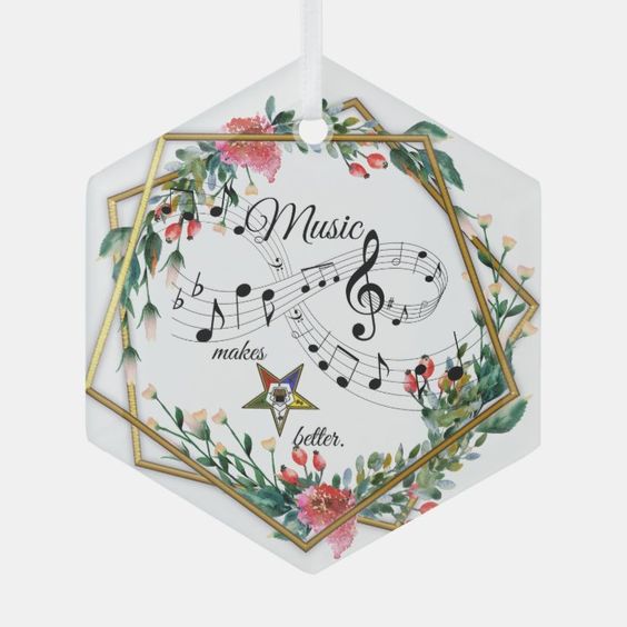 (image for) Organist Floral Glass Ornament Music Makes Star Better